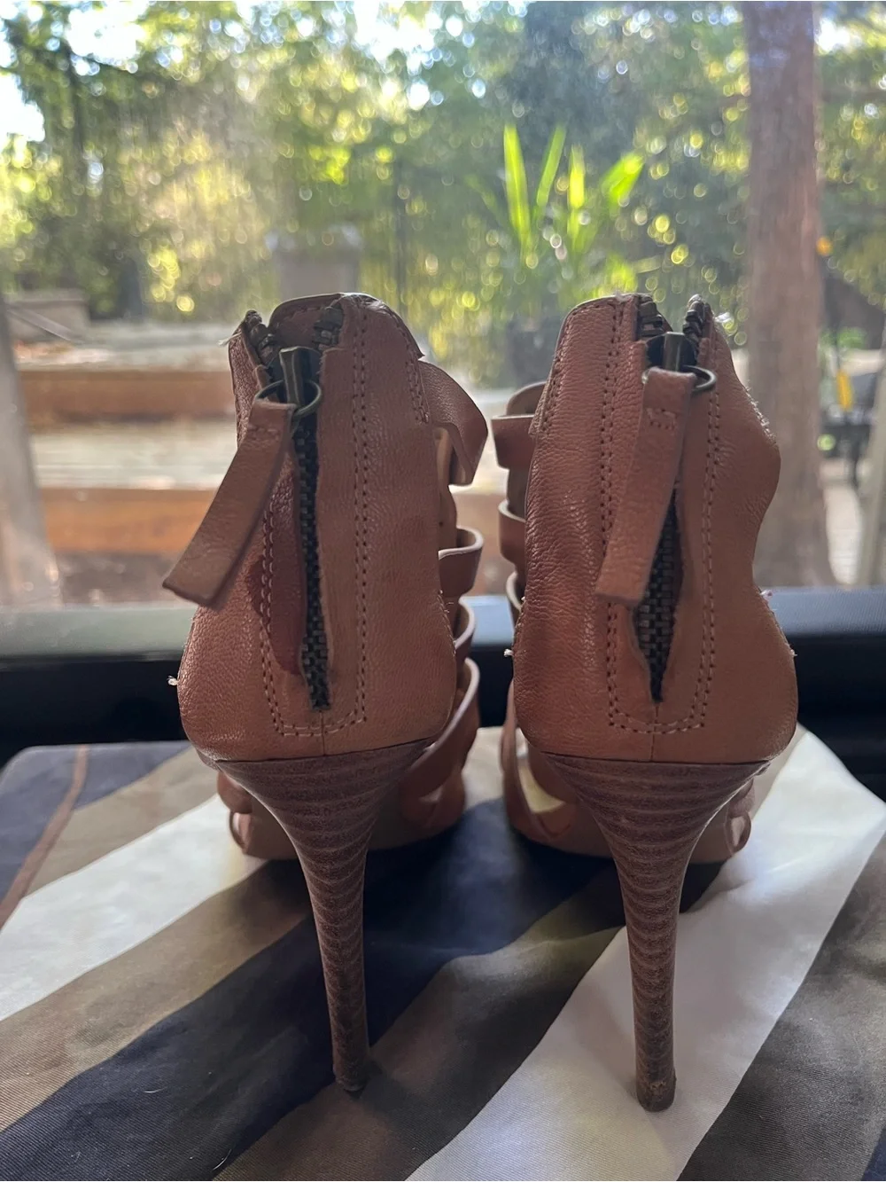 Joe's Jeans Brown Strappy Woven Heeled Sandals